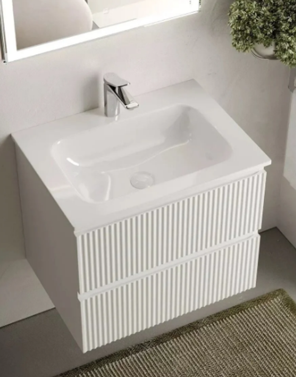 Тумба подвесная SANCOS Snob R 590х445х500, c двумя ящиками оснащенными доводчиками, Bianco, арт.SNR60W
