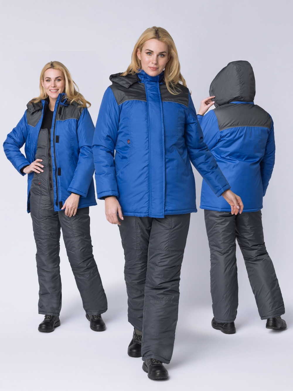 Куртка зимняя женская Сакрин (Дюспо), васильковый/темно-серый