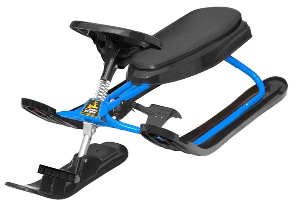 Снегокат Snowstorm Pro ярко синий, рисунок на сиденье снегоход (217)