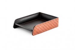 Премиум канцелярский набор Гранд из кожи FG Tan treccia/шоколад 17 предметов