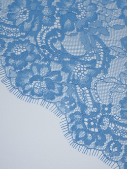 Кружево шантильи для белья голубое неэластичное ширина 23 см купон 2.9 м