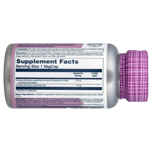 Solaray, Vital Extracts, эхинацея узколистная, 60 растительных капсул