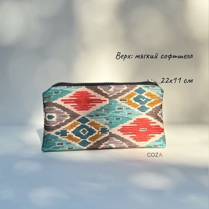 Косметичка COZA с принтом "Икат голубой", 22х11 см