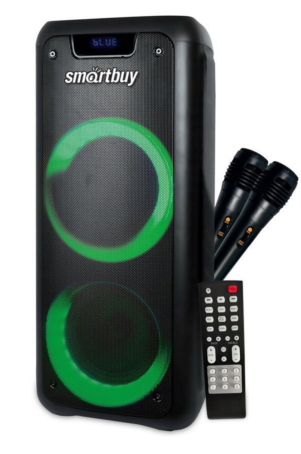 Колонка 2.0 SmartBuy MEGA BOOM, 40Вт, ВТ, МР3, FM, 2 микрофона, ПДУ, LED-свет