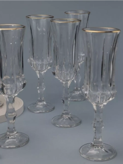 Набор бокалов для шампанского, 160 мл. 6 шт, с золотом