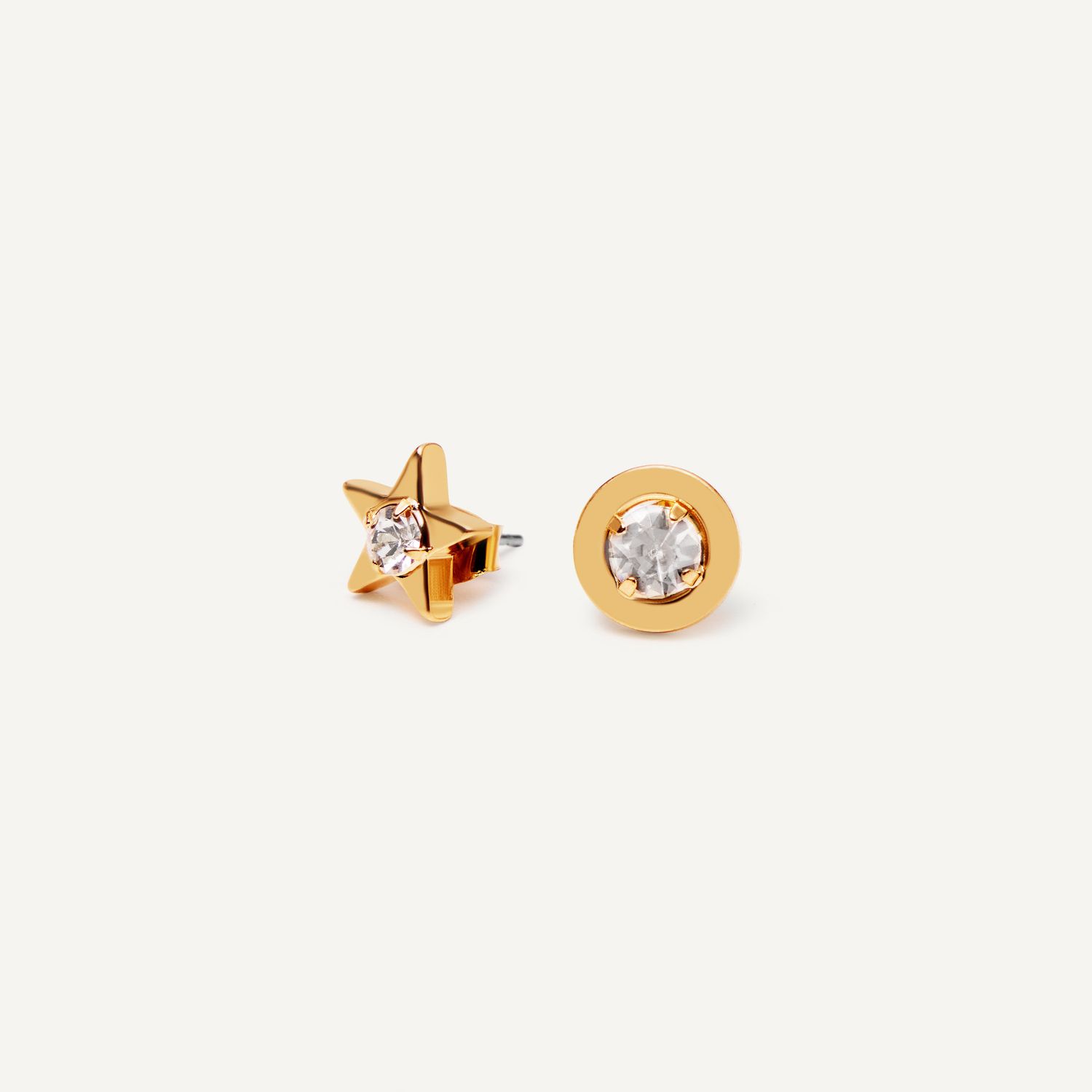 Серьги Simple Stud Earrings – Crystal Star & Round