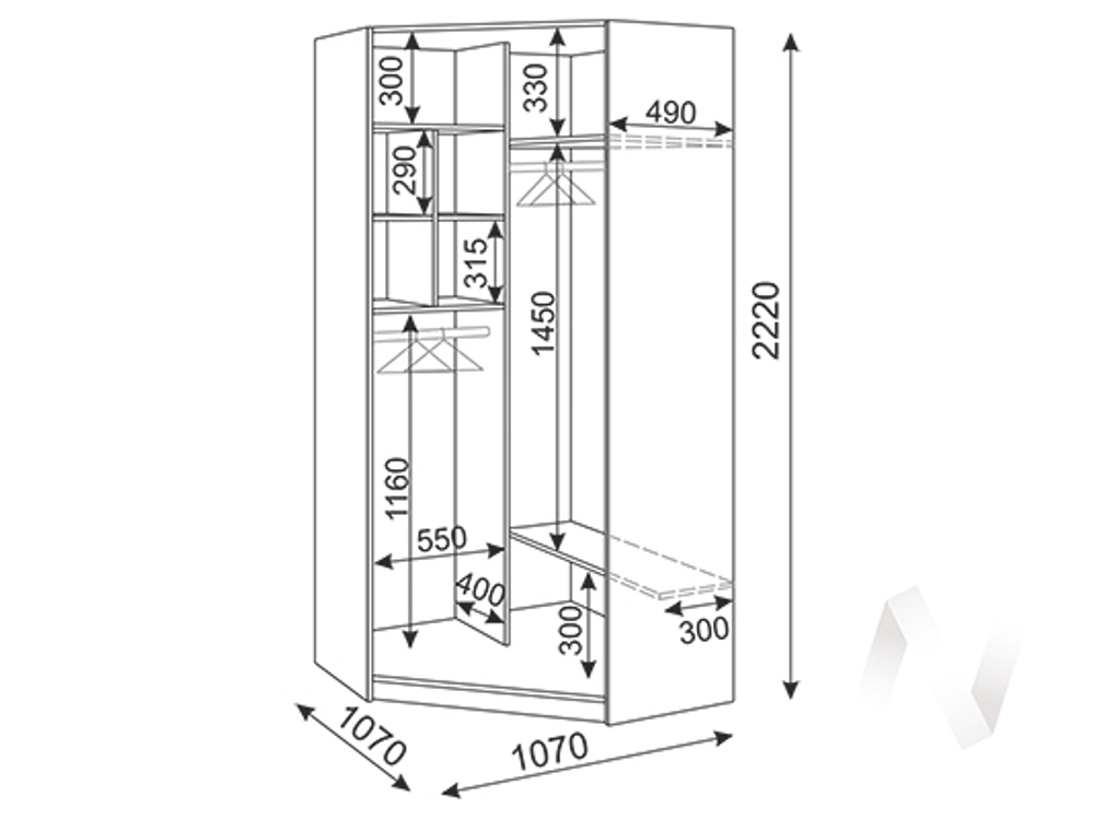 Шкаф угловой М34 Спальня Тиффани