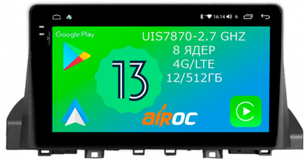 Магнитола для Москвич 3, JAC JS4 2022-2024 - Airoc 2K AU-3304 на Android 13, TS20, 12/512Гб, SIM-слот