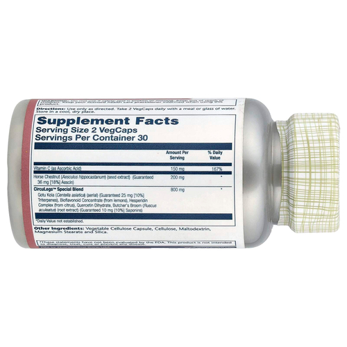 Solaray, CircuLegs с конским каштаном, 60 вегетарианских капсул