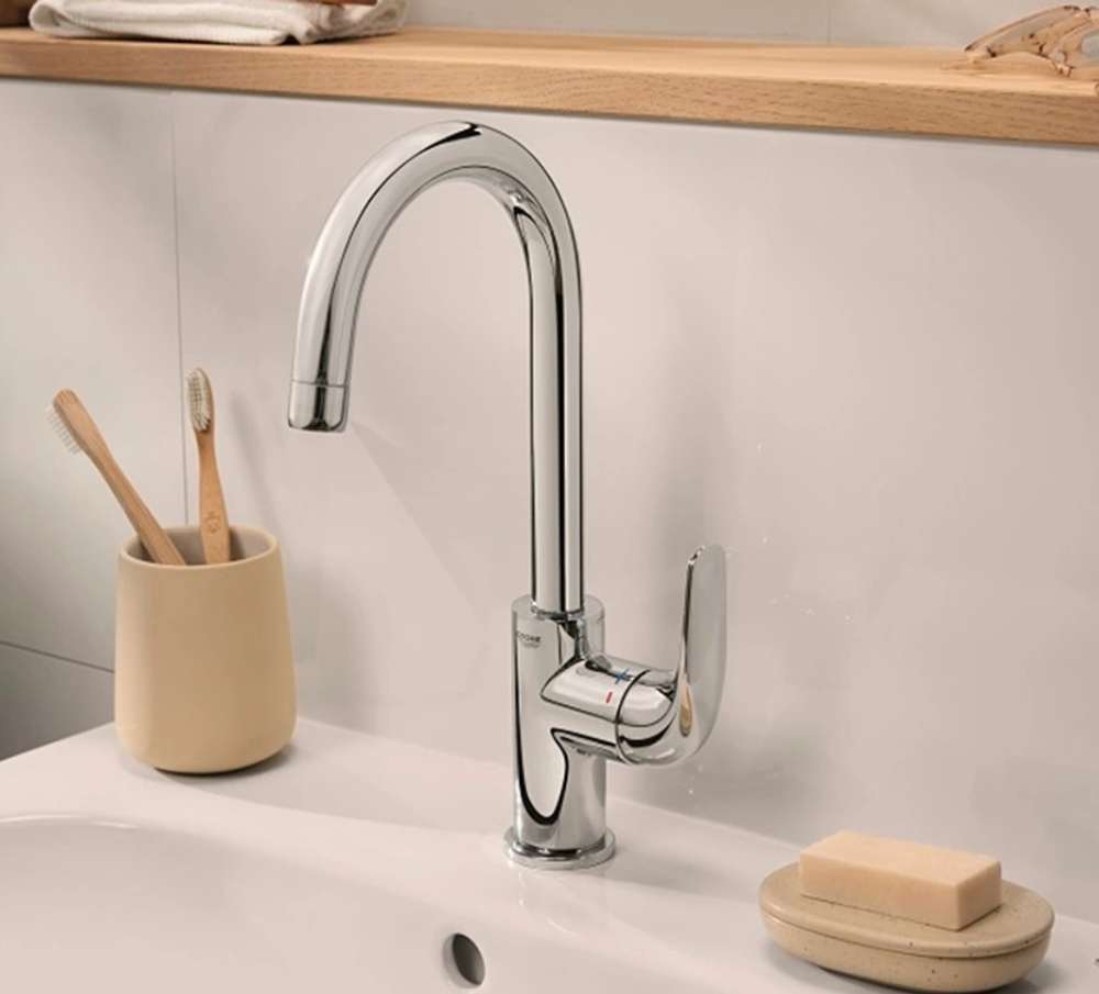 Смеситель для раковины Grohe Euroeco CoolStart, с донным клапаном, хром (24272001)