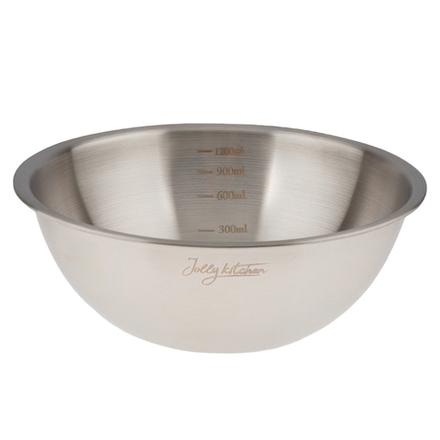 Миска-салатник Jolly Kitchen c мерной шкалой, 25 см, нержавеющая сталь, 3 л, матовый/глянец