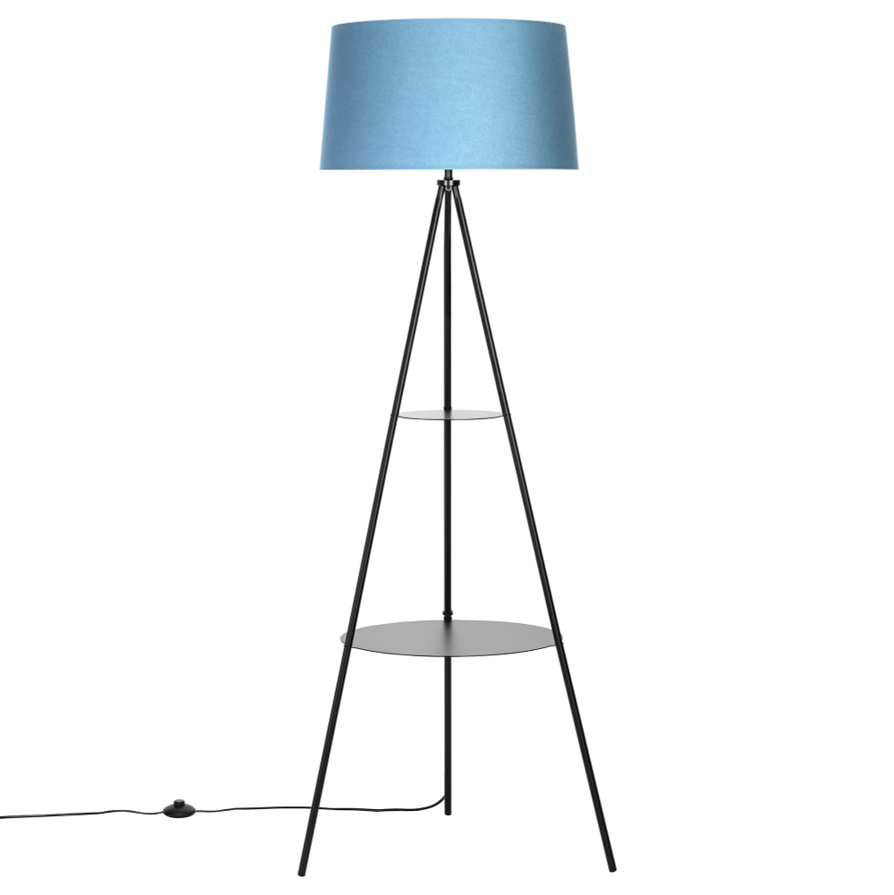 Citilux Рейнер CL806023 Торшер чёрный со столиком и синим абажуром