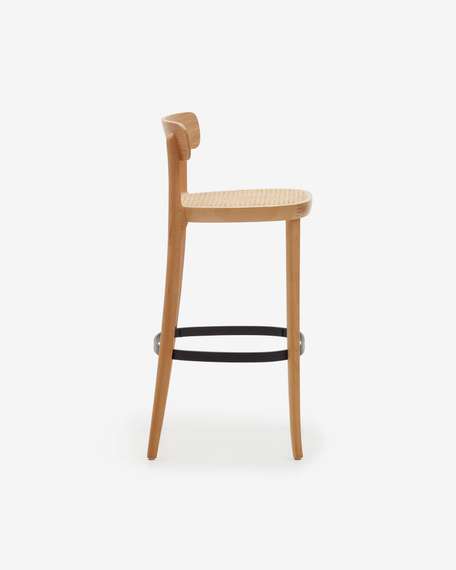 Барный стул Romane светлый бук с сиденьем из ротанга | La Forma | Испания