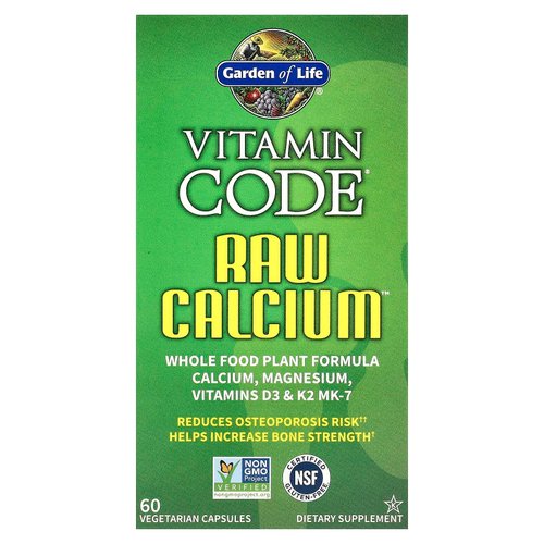 Garden of Life, Vitamin Code®, необработанный кальций ™, 60 вегетарианских капсул