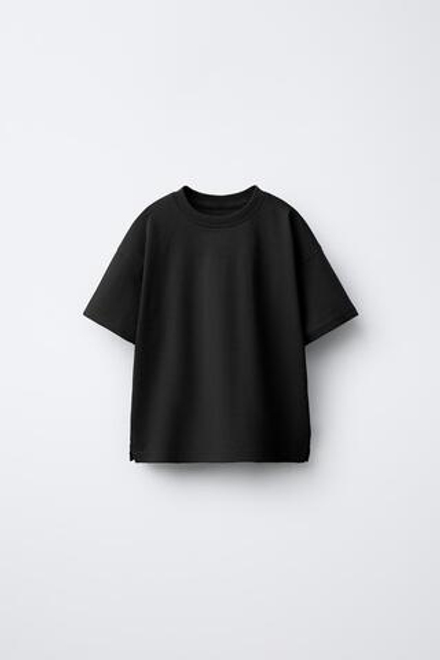 ZARA БАЗОВАЯ ФУТБОЛКА, ЧЕРНЫЙ