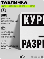 Табличка для частной территории "Курение разрешено", на дом, для участка, организаций и частных территорий, предупреждающая, 40х30 см, Silver Plane x Айдентика Технолоджи