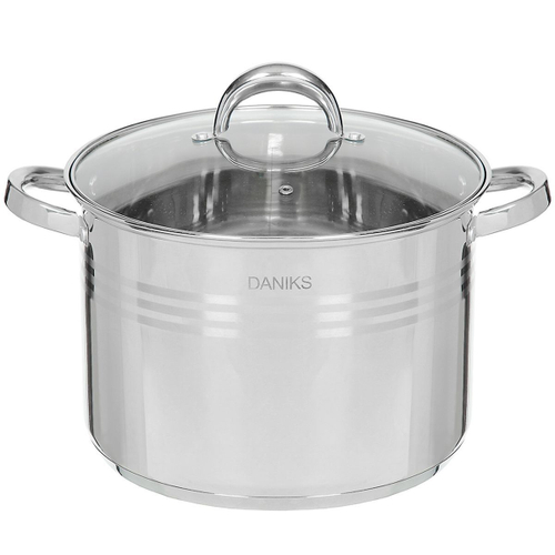 Кастрюля нерж, 16 л, с крыш, Daniks, Общепит, SD-6BP-16, индукц