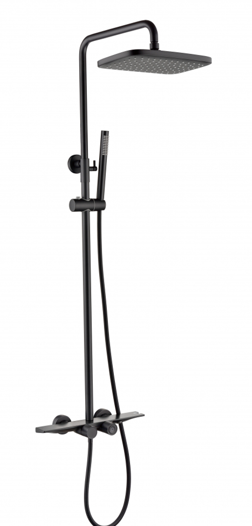 Душевая система с термостатом Grocenberg  GB7038BL Чёрный матовый