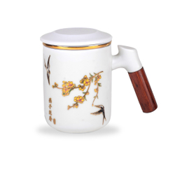 266123Y3 УЦЕНКА Кружка "Ласточки" с заварочной колбой, 300мл, h=110мм, белый фарфор