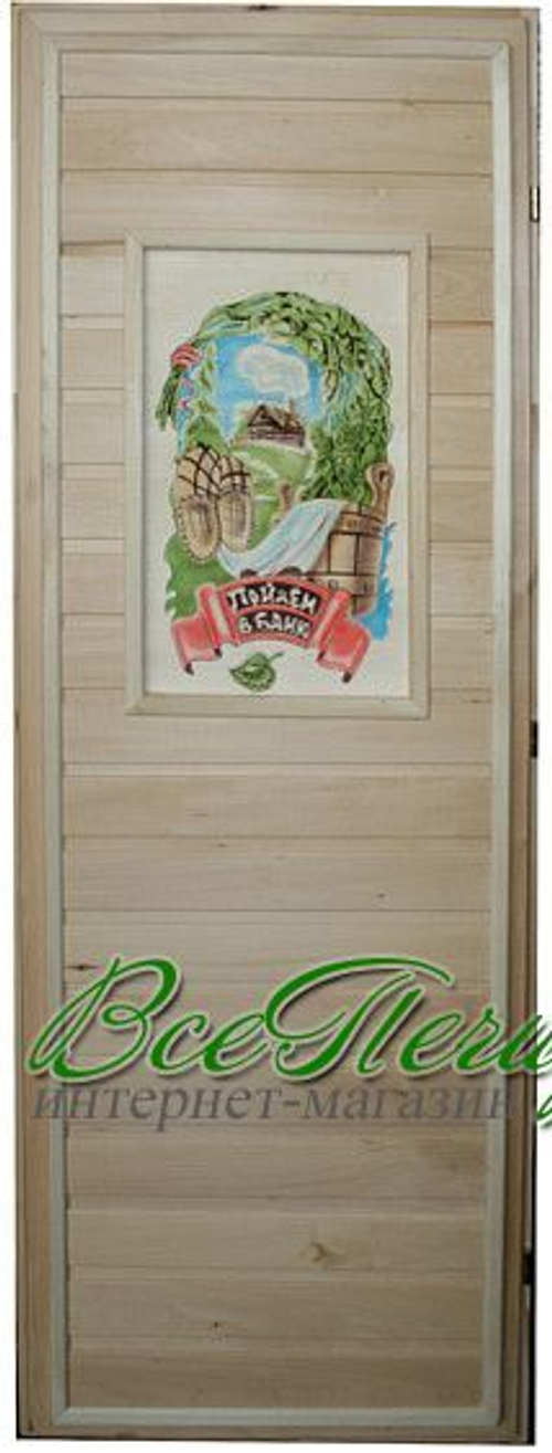 Дверь липа Цветное панно малое, с петлями