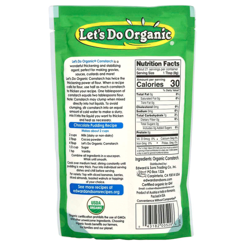 Edward & Sons, Let's Do Organic, органический кукурузный крахмал, без глютена, 170 г (6 унций)