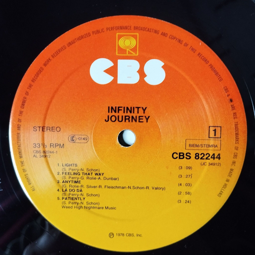 Винтажная виниловая пластинка LP Journey Infinity (Holland 1978)