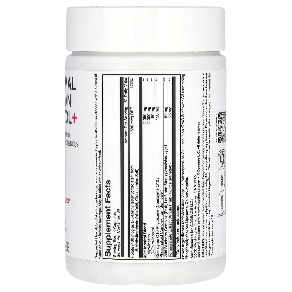 Codeage, Liposomal, инозит для яичников, 120 капсул
