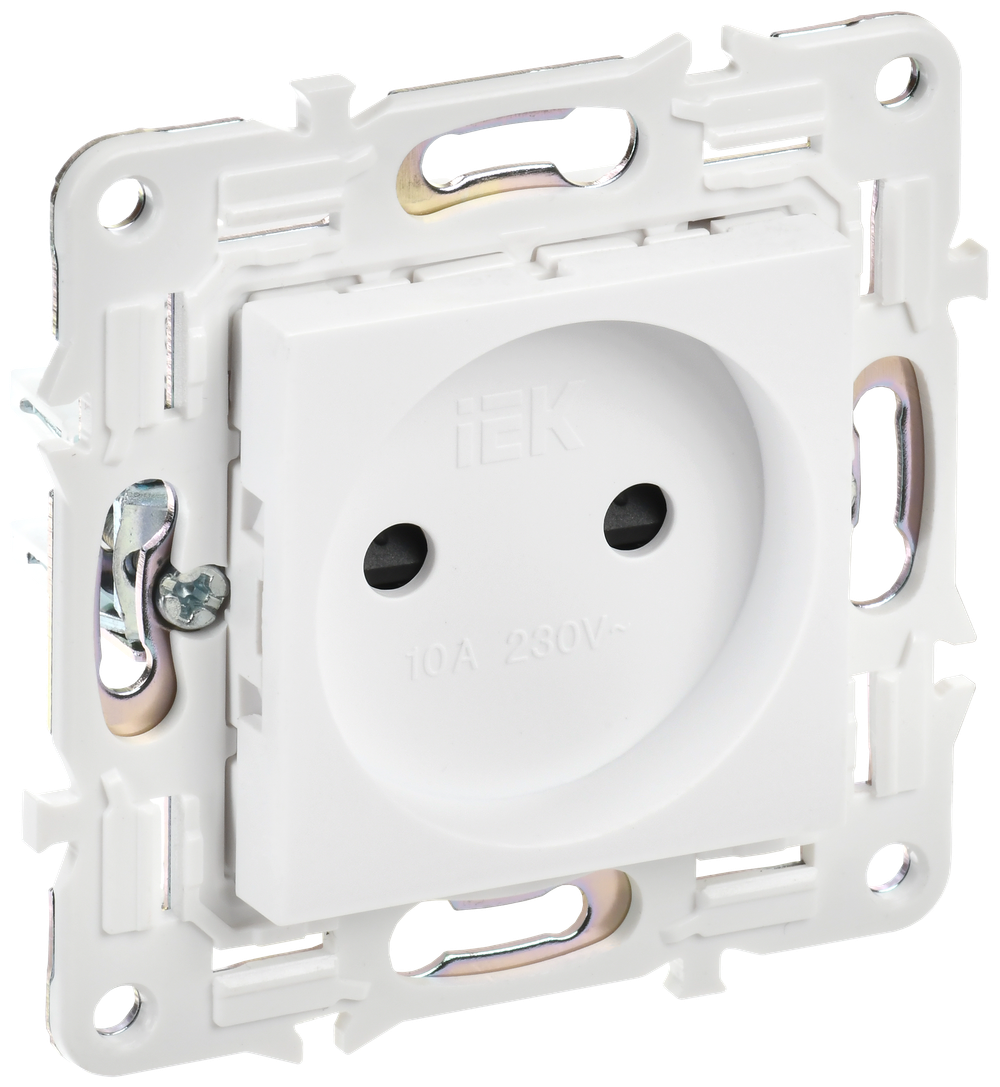 SKANDY Розетка без заземления с защитными шторками 10А SK-R01W арктический белый IEK