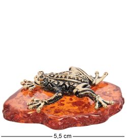 Народные промыслы AM-2010 Фигурка «Лягушка ажурная» (латунь, янтарь)