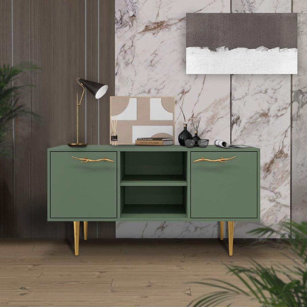 Тумба под ТВ Арт Колор matte 117см Стайл Голд Зеленый нефрит матовый