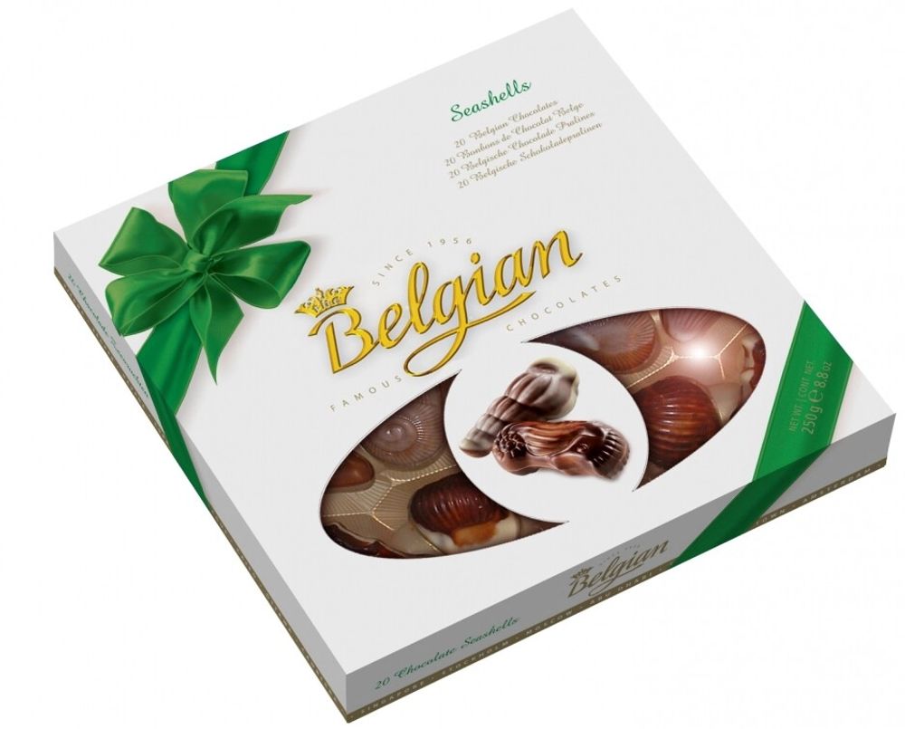 Шоколад Бельгиан Дары моря Зеленый бант / The Belgian Seashells Green Bow 250г