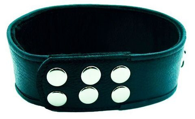 Чёрный кожаный ошейник с полукольцами и клёпками (Цвет: черный)