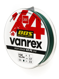 Плетеный шнур LUCKY JOHN Vanrex X4 BRAID BBS Moss Green 125 м - 0,37 мм