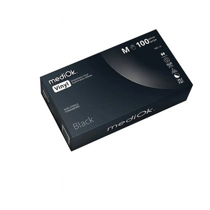 Перчатки виниловые MediOk ЧЕРНЫЕ, М, 50 пар в упаковке