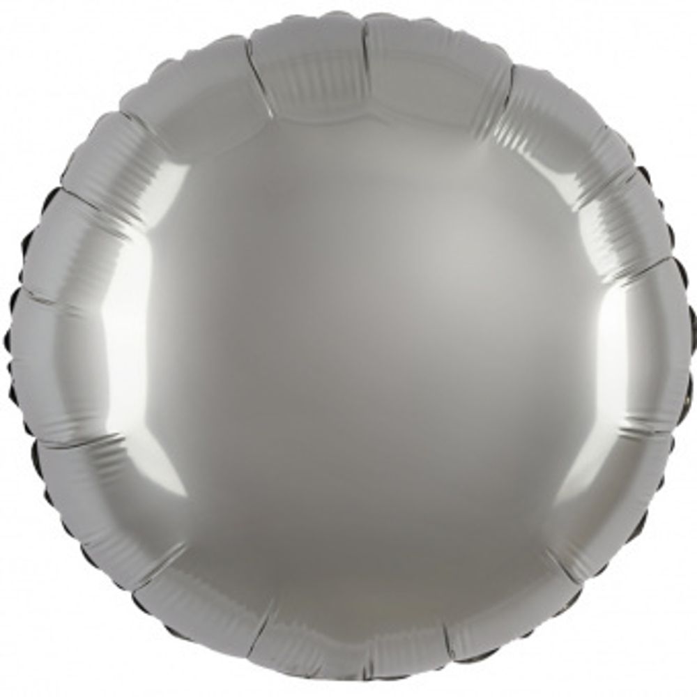 AN шар круг 18" / 45 см сатин серебро / Platinum (БГ-15)  Изображение2