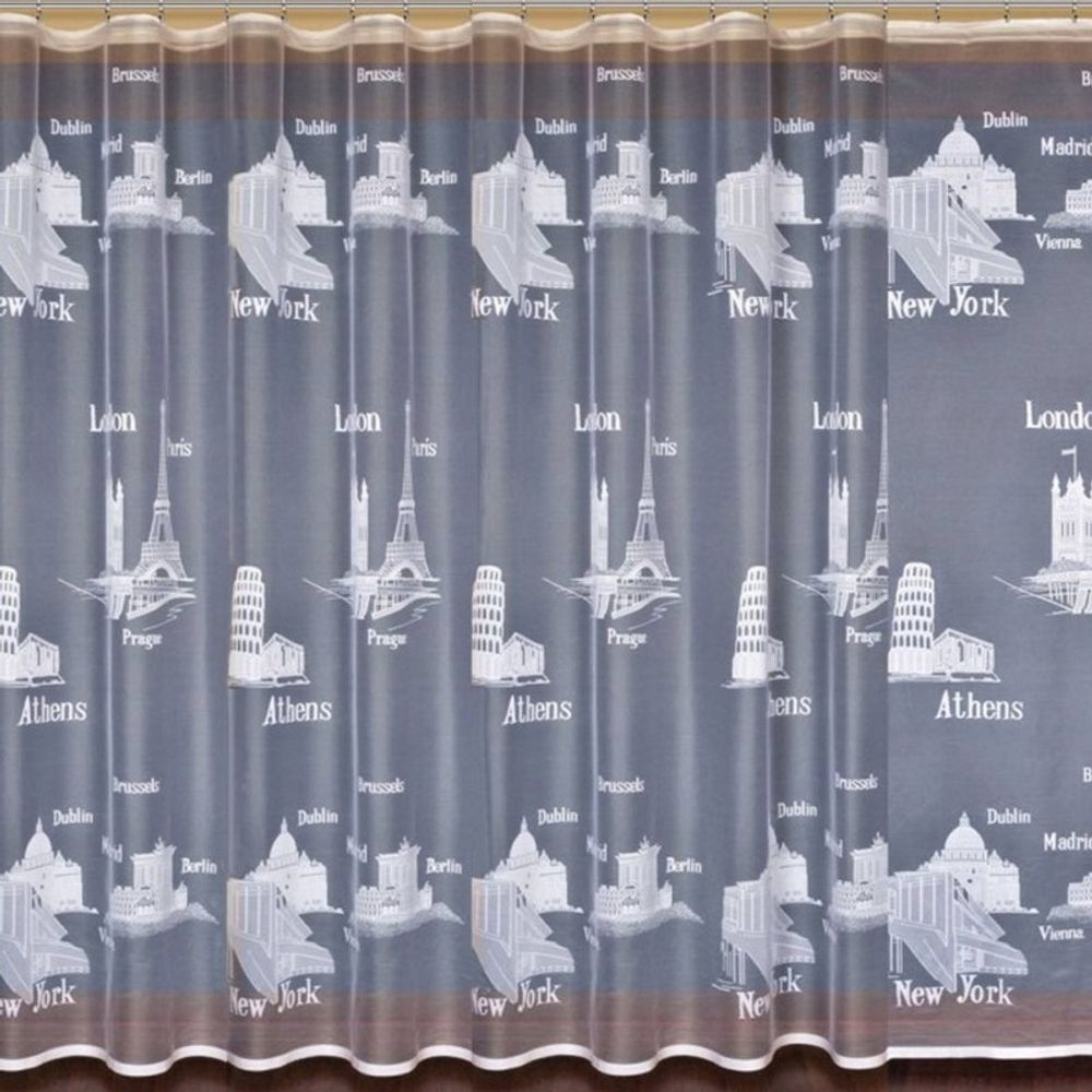 Занавеска "Ф. ГОРОДА" на шторной ленте, цвет белый, Польша.