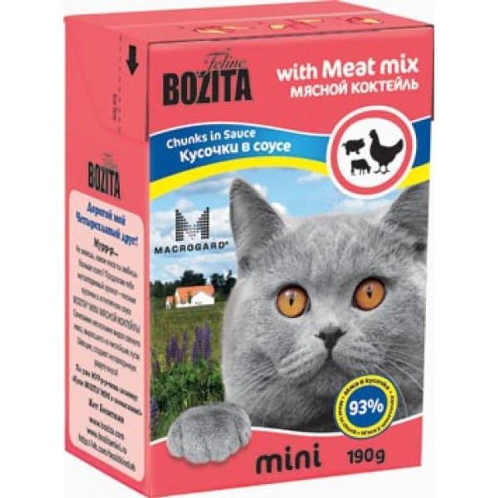 Bozita 190г. Mini Кусочки в соусе для кошек - мяcной коктейль (Meat Mix) Bozita 190г. Mini Кусочки в соусе для кошек - мяcной коктейль (Meat Mix)