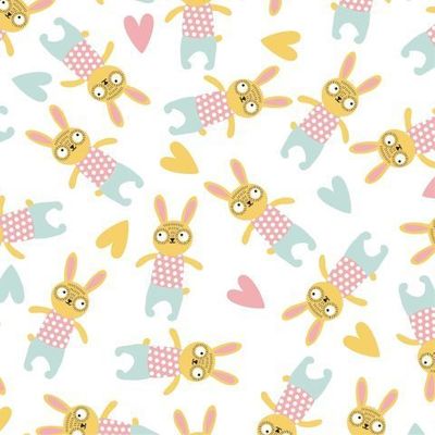 Милые кролики детский узор в пастельной гамме