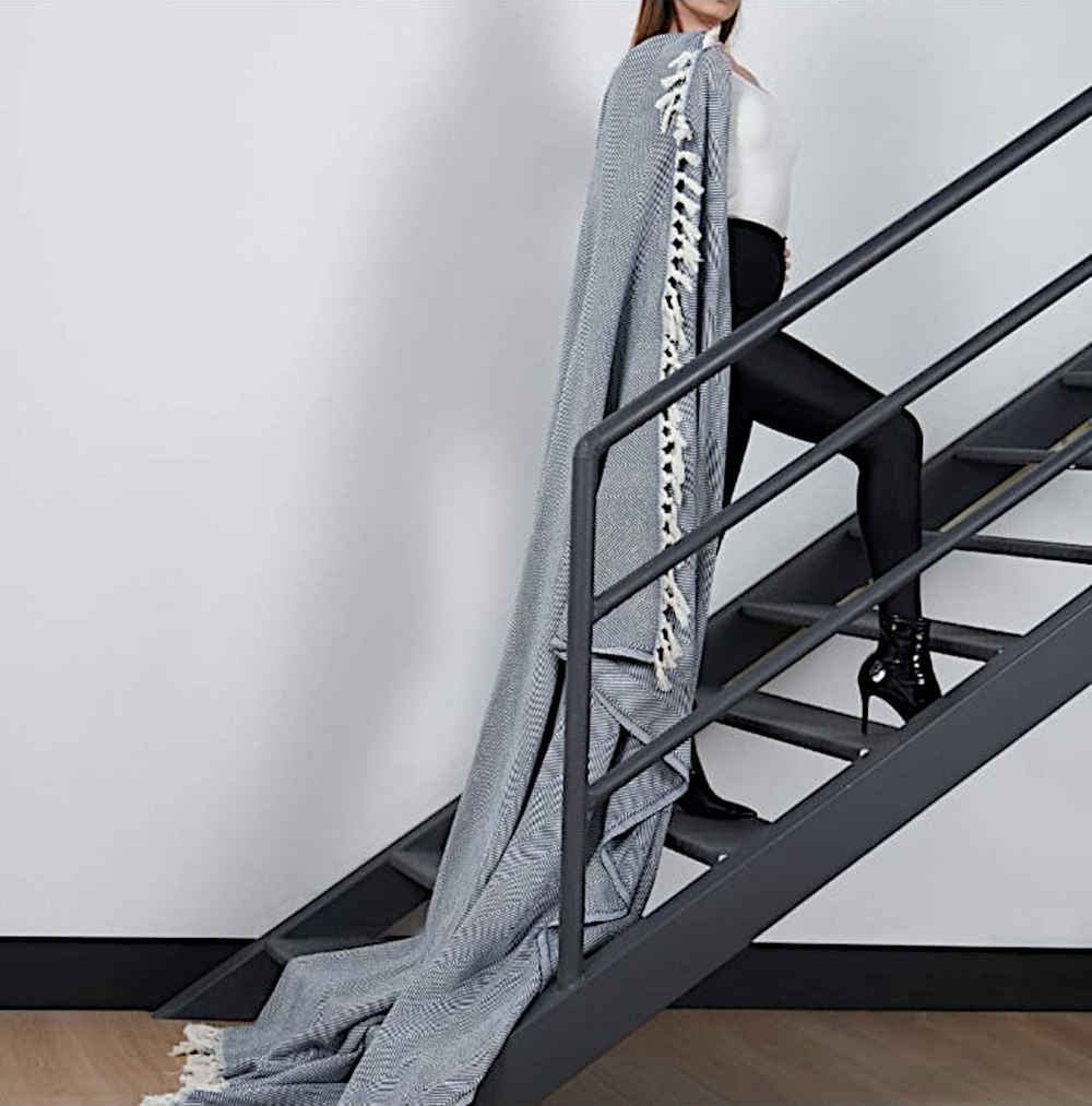 Плед-покрывало из хлопка "Venera", Ёлочка, цвет Антрацит