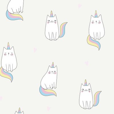 Кот единорог на бежевом фоне