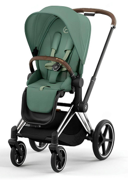 Коляска 3 в 1 Cybex Priam IV Chrome Brown complete и автокресло Aton S2 i-Size Hibiscus Red Leaf Green