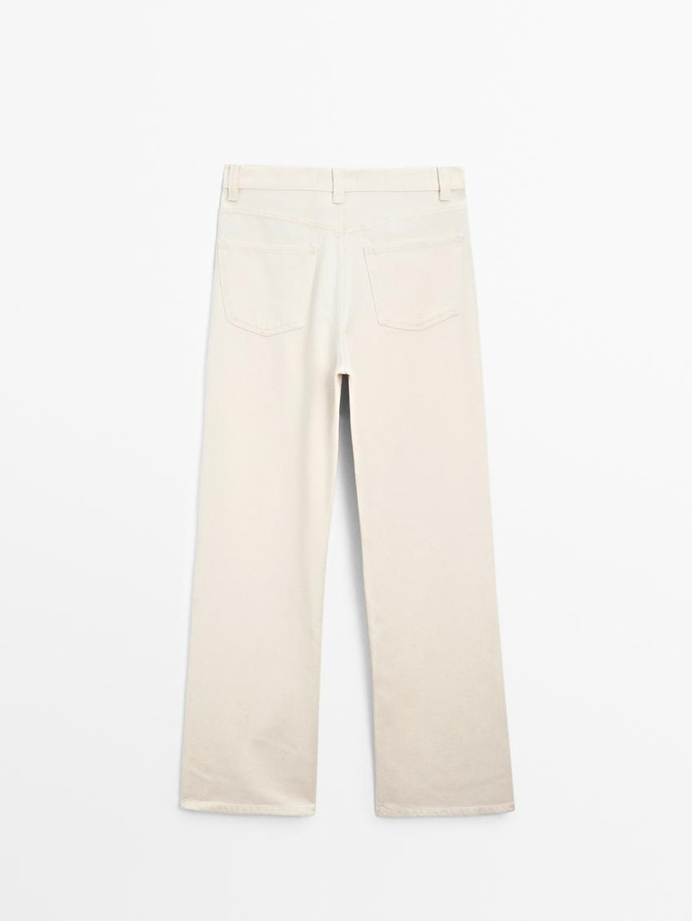 Massimo Dutti Джинсы с высокой посадкой и широкими штанинами, натуральный, кремовый