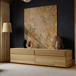 Михаэлла тумба под телевизор из массива дуба премиум качества, с навесной системой, и подсветкой, Беларусь