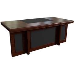 Стол руководителя с кожаными вставками PRINCETON 22101 темн.орех