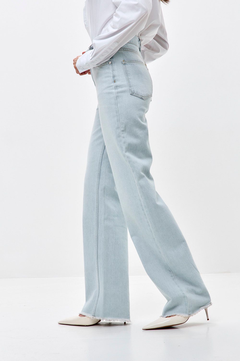 Джинсы Wide Leg голубого цвета