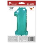 Шар (40"/102 см) Цифра, 1, Тиффани, в упаковке