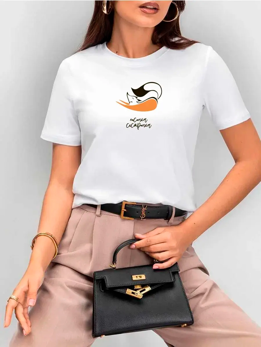 Футболка больших размеров с принтом лисичка