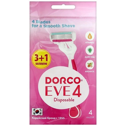 Dorco Станок бритвенный Shai Vanilla 4, одноразовый, женский, (3 шт + 1 шт в подарок)