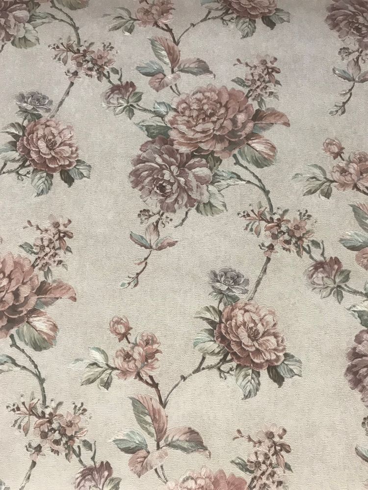 Обои ARTSHOW винил компактный на флизе 1,06х10 Lorelai розовые цветы на жемчужном фоне