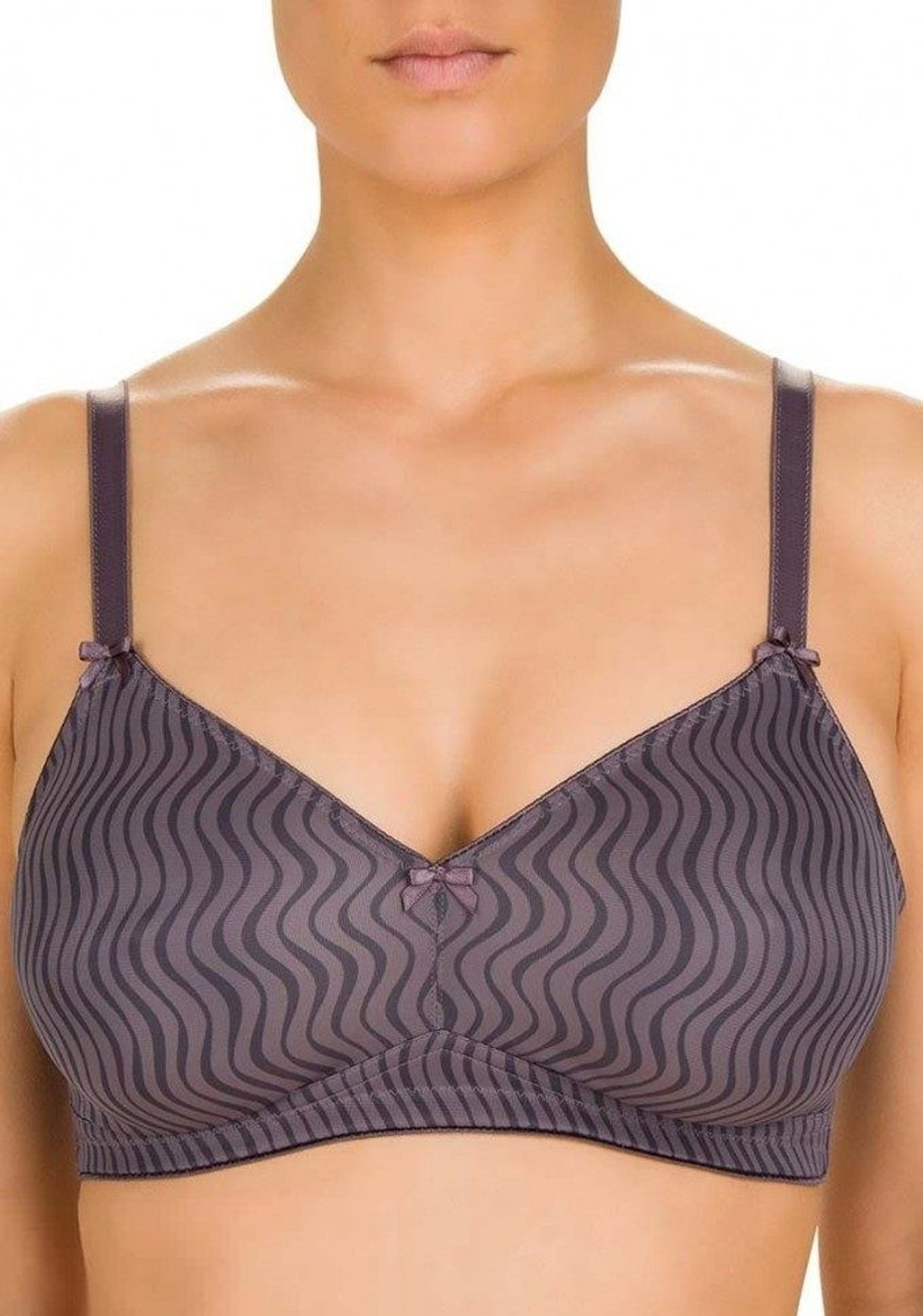 Фиолетовый бескаркасный бюстгальтер с рисунком в виде волн (Размер: 90E) (Цвет: фиолетовый)